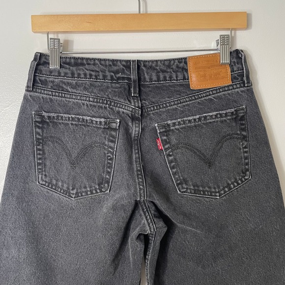 Levi's Premium Low Loose Jeans Women's Size 27 Black Wash Wide Leg Denim - Picture 5 of 15